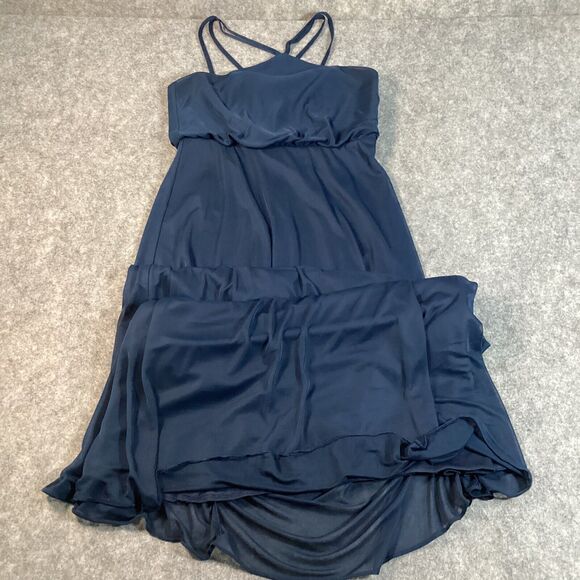 Azazie Flowing Blue Dress Size J16 Floor Length Halter *Read Description* - Picture 3 of 11